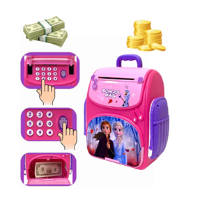 اسباب بازی قلک مدل كوله پشتي رمزدار طرح فروزن Intelligent School Bag Toy ATM FROZEN_اسباب بازی اکسسوری